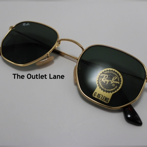 Model Display RayBan Hexagonal Green G15 Lens RB3548N Gold Frame - Picture 7 of 16